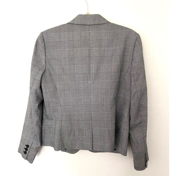 Nine West Gray Houndstooth Long Sleeve Front Pockets Lined Blazer Sz 10 - Picture 3 of 10